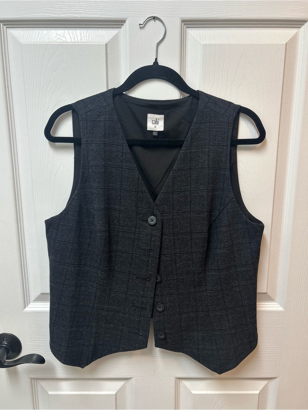 CAbi Swagger Vest Charcoal Plaid Button Vest - Women's